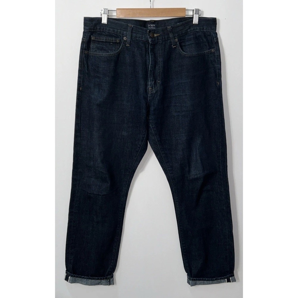 Mens J.Crew Selvedge Jeans Sz 34 34x32 Straight Fit 100% Cotton